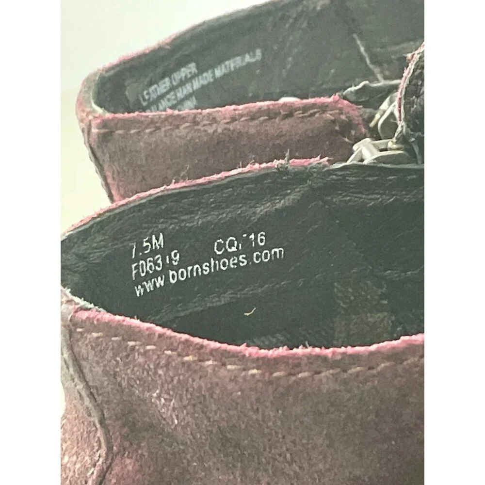 Born Adler Double Buckle Ankle Bootie Womens 7.5 Round Toe Burgundy Hippie Retro - Picture 4 of 8